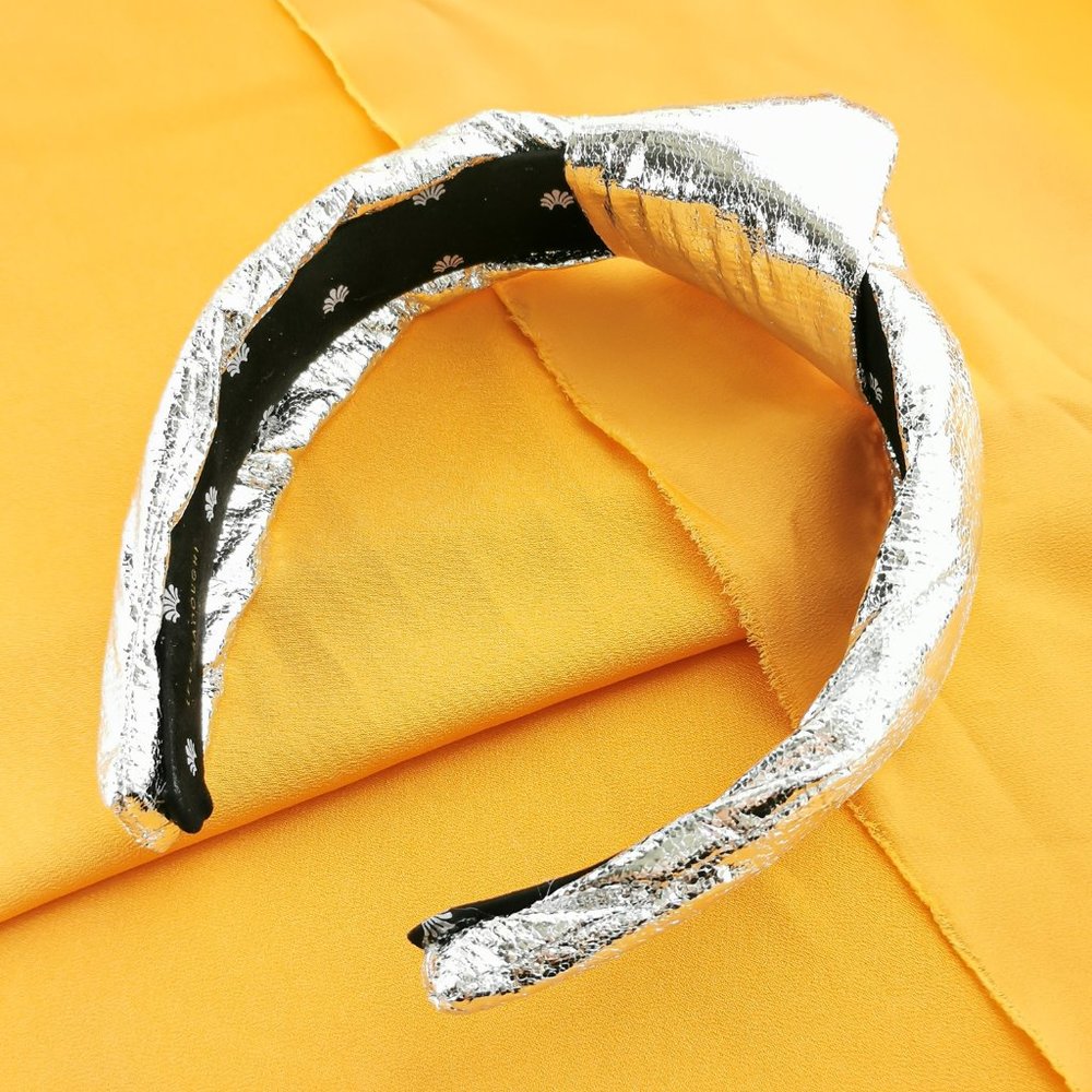 Lele Sadoughi Faux Leather Headband Silver